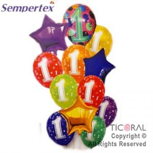 SET DE GLOBOS NUMEROS MULTICOLOR NRO 1 12 UNIDADES X 1